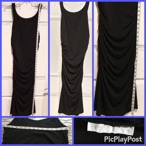 London  Times maxi Dress. black stretchy, round neckline.
